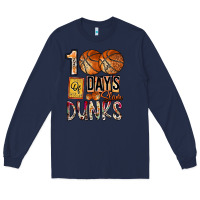 Navy 100 of days slam dunks Long Sleeve Tee - SublimationCraftShop