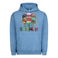 Pigment Pebble Blue Hello Summer Urban Hoodie - CowhideDigitalArt