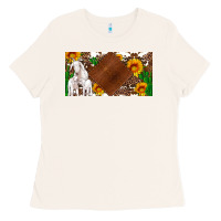 Bone baby goats and sunflower and cactus with cowhide license plate Ladies Tee - Artiststas