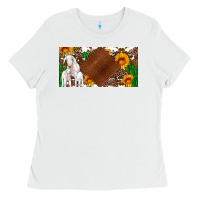 White baby goats and sunflower and cactus with cowhide license plate Ladies Tee - Artiststas