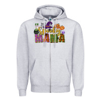 Heather Grey spooky mama Zipper Hoodie - CowGirlArtShop
