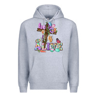 Heather Grey He is alive Easter Day Premium Hoodie - CowGirlArtShop