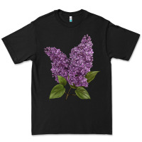 Black Purple Lilac Flower Illustrations Premium Tee - LillyAllenDesigns