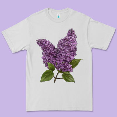 Purple Lilac Flower Illustrations Premium Tee Designed By Lillyallendesigns
