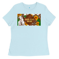 Baby Blue (preview)baby goats and sunflower and cactus with cowhide license plat Ladies Tee - Artiststas