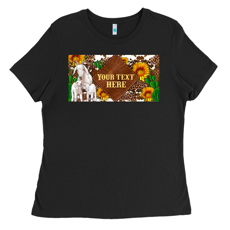 (preview)baby Goats And Sunflower And Cactus With Cowhide License Plat Ladies Tee by Artiststas | Teevron