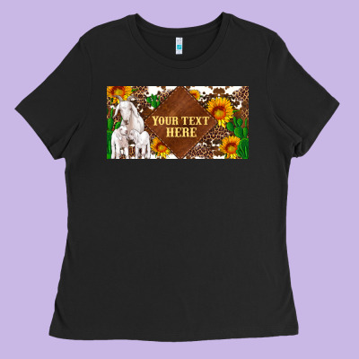 (preview)baby Goats And Sunflower And Cactus With Cowhide License Plat Ladies Tee Designed By Artiststas