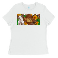 White (preview)baby goats and sunflower and cactus with cowhide license plat Ladies Tee - Artiststas