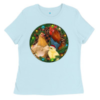 Baby Blue Christmas Chick Family Ladies Tee - RanaPortraitStore
