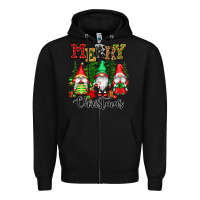 Black merry christmas gnomes Zipper Hoodie - CowGirlArtShop