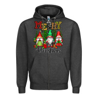 Charcoal Heather merry christmas gnomes Zipper Hoodie - CowGirlArtShop