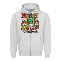 Dove Grey merry christmas gnomes Zipper Hoodie - CowGirlArtShop