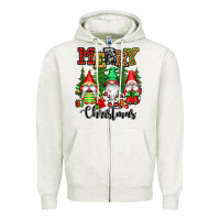 Oatmeal Heather merry christmas gnomes Zipper Hoodie - CowGirlArtShop