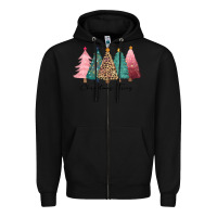 Black christmas trees Zipper Hoodie - CowGirlArtShop