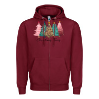 Burgundy christmas trees Zipper Hoodie - CowGirlArtShop