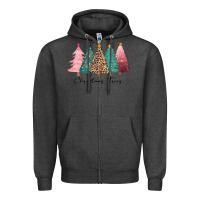 Charcoal Heather christmas trees Zipper Hoodie - CowGirlArtShop