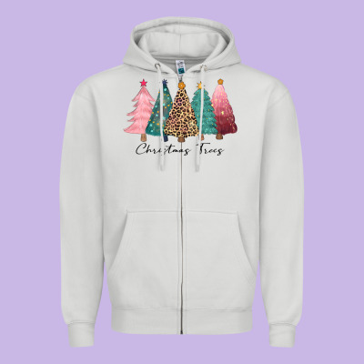 Christmas Trees Zipper Hoodie Designed By Cowgirlartshop
