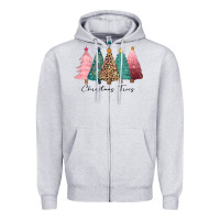 Heather Grey christmas trees Zipper Hoodie - CowGirlArtShop