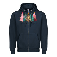Navy christmas trees Zipper Hoodie - CowGirlArtShop