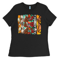 Western Horses Roses And Bullskulls Wıth Cowhide Amd Serape Brushstro Ladies Tee | Teevron