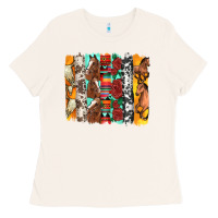 Bone western horses roses and bullskulls wıth cowhide amd serape brushstro Ladies Tee - Artiststas