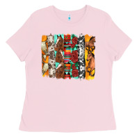 Bubblegum Pink western horses roses and bullskulls wıth cowhide amd serape brushstro Ladies Tee - Artiststas