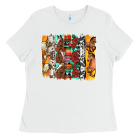 White western horses roses and bullskulls wıth cowhide amd serape brushstro Ladies Tee - Artiststas