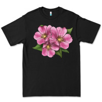 Black Wild Prairie Rose Illustrations Premium Tee - LillyAllenDesigns