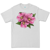 Dove Grey Wild Prairie Rose Illustrations Premium Tee - LillyAllenDesigns