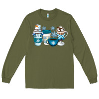 Army Green Winter Coffee Cups Long Sleeve Tee - Artiststas