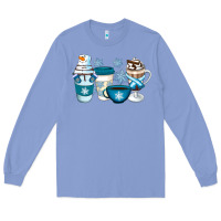 Colony Blue Winter Coffee Cups Long Sleeve Tee - Artiststas