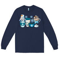 Navy Winter Coffee Cups Long Sleeve Tee - Artiststas