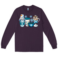 Plum Winter Coffee Cups Long Sleeve Tee - Artiststas