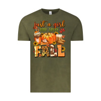 Vintage Olive just a girl who loves fall Vintage Tee - MaliasSmallBusiness
