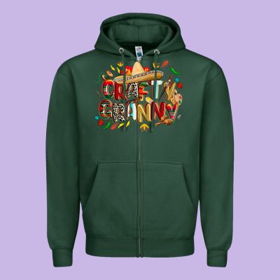 Cinco De Mayo Crafty Granny Zipper Hoodie Designed By Cowgirlartshop