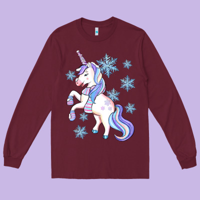 Winter Unicorn Long Sleeve Tee Designed By Artiststas