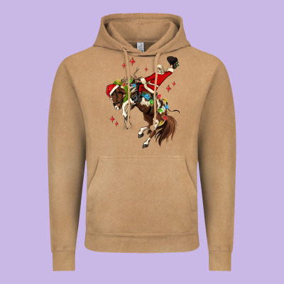 Christmas Cowboy Santa Vintage Hoodie Designed By Maliassmallbusiness