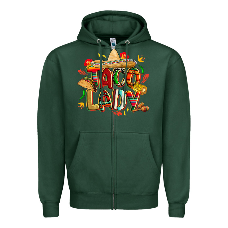 Cinco De Mayo Taco Lady Zipper Hoodie by CowGirlArtShop | Teevron