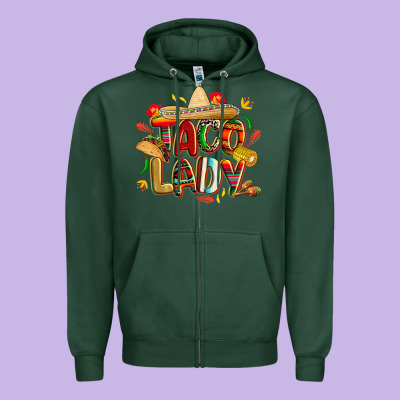 Cinco De Mayo Taco Lady Zipper Hoodie Designed By Cowgirlartshop