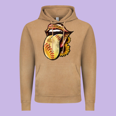 Softball Tongue Vintage Hoodie Designed By Jasminsmagicworld