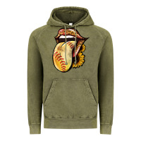 Vintage Olive Softball Tongue Vintage Hoodie - Jasminsmagicworld