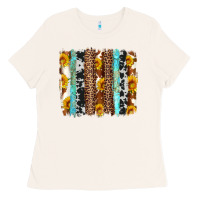 Bone western cowhide leopard turquoise brushstrokes Ladies Tee - Artiststas