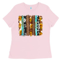 Bubblegum Pink western cowhide leopard turquoise brushstrokes Ladies Tee - Artiststas