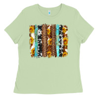 Matcha western cowhide leopard turquoise brushstrokes Ladies Tee - Artiststas