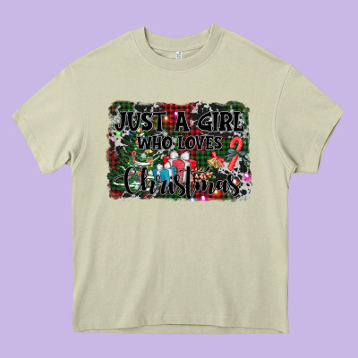 Just A Girl Who Loves Christmas Heavy Core Tee Designed By Adodesignshop
