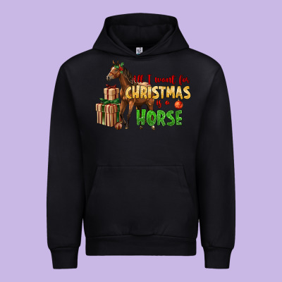 All I Want For Christmas Is A Horse Urban Hoodie Designed By Lillyallendesigns