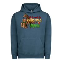 Pigment Midnight Navy All I Want For Christmas Is A Horse Urban Hoodie - LillyAllenDesigns