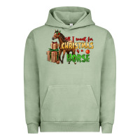Pigment Oil Green All I Want For Christmas Is A Horse Urban Hoodie - LillyAllenDesigns