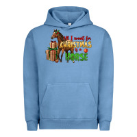 Pigment Pebble Blue All I Want For Christmas Is A Horse Urban Hoodie - LillyAllenDesigns