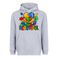 Heather Grey different is beautiful autism Heavyweight Hoodie - OliviaCreatesArt